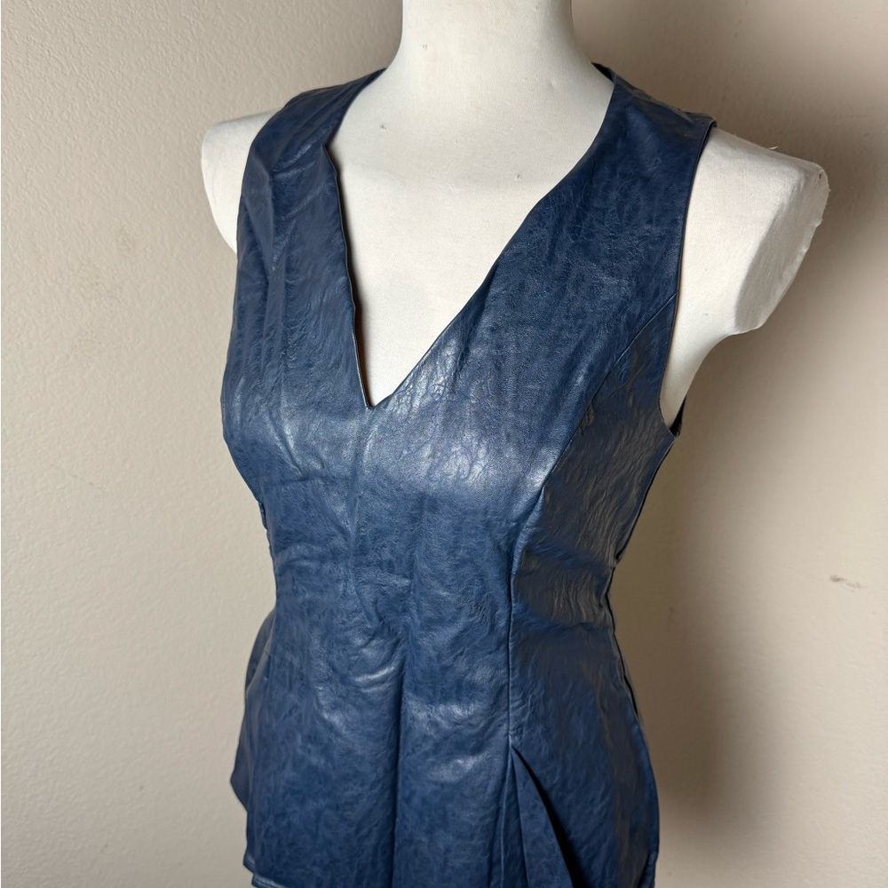 Julie Brown NYC Sloane Sapphire Roadhouse Blues Blue Faux Leather Top Ladies 4